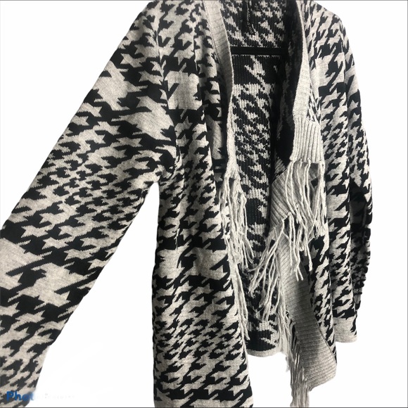 Allie & Rob Drape Houndstooth Cardigan Sweater - Picture 2 of 13